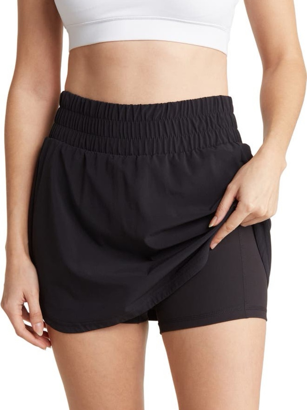 Z by Zella Interval Athletic Workout Skorts Black Stretch Waist Short Lined - Picture 10 of 11